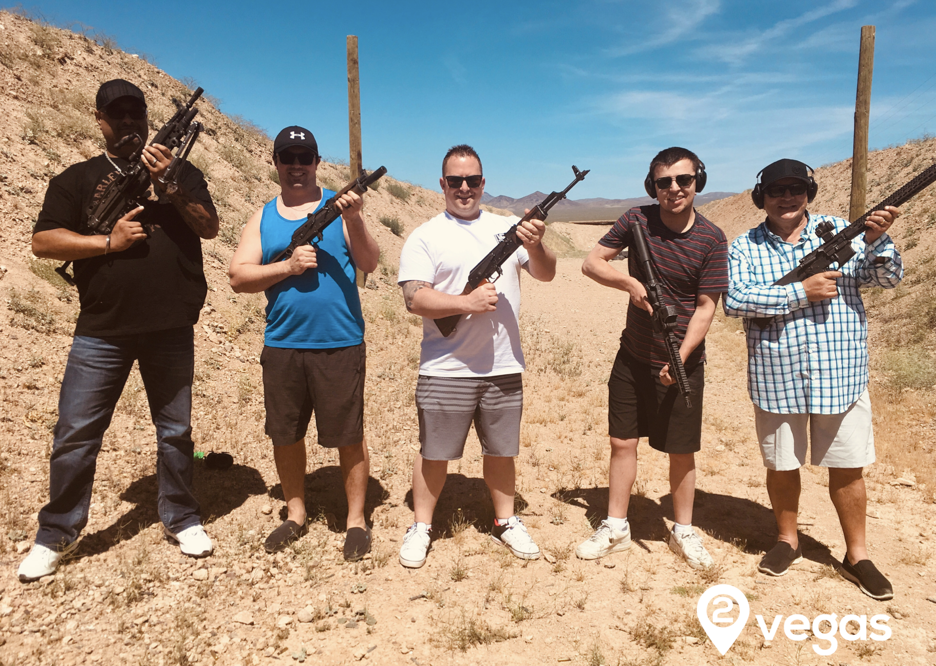 Bachelor party desert shooting with Team 2Vegas.com