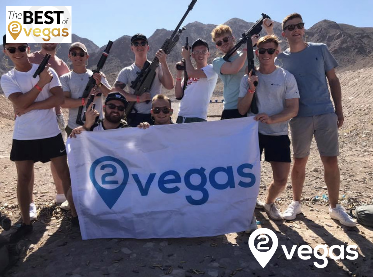 Guests shooting fully automatic machine guns with 2Vegas.com